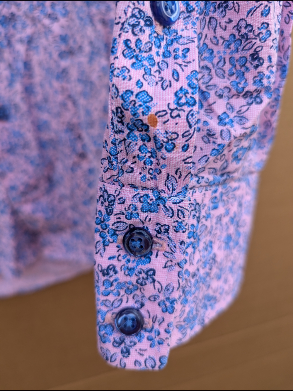 Mel Gambert Custom Pink Blue Floral Dress Shirt Mens Button Down Long Sleeve L - Picture 4 of 10